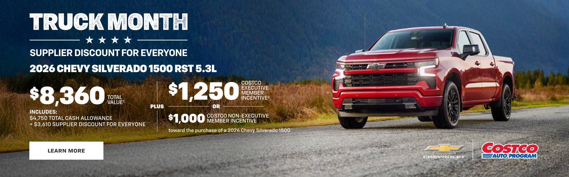 2026 Chevy Silverado 1500 RST 5.3L. $8,360 TOTAL VALUE. Includes: $4,750 Total Cash Allowance + $...